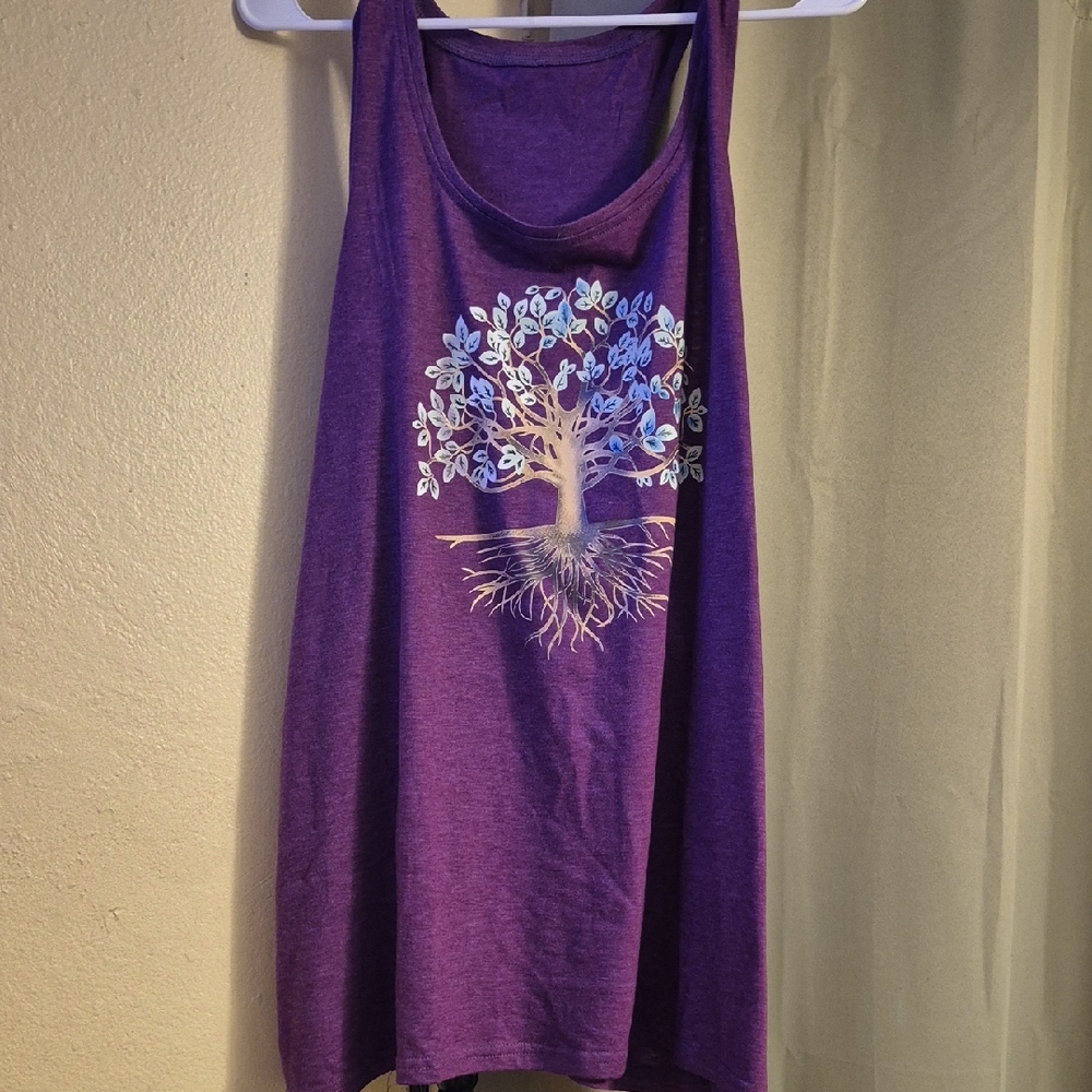 Purple Tree Graphic Tank Top